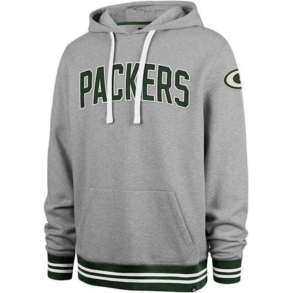 Green Bay Packers Hoodie 47 Brand MVP Sweatshirt Gray NFL Football Mens S NWT